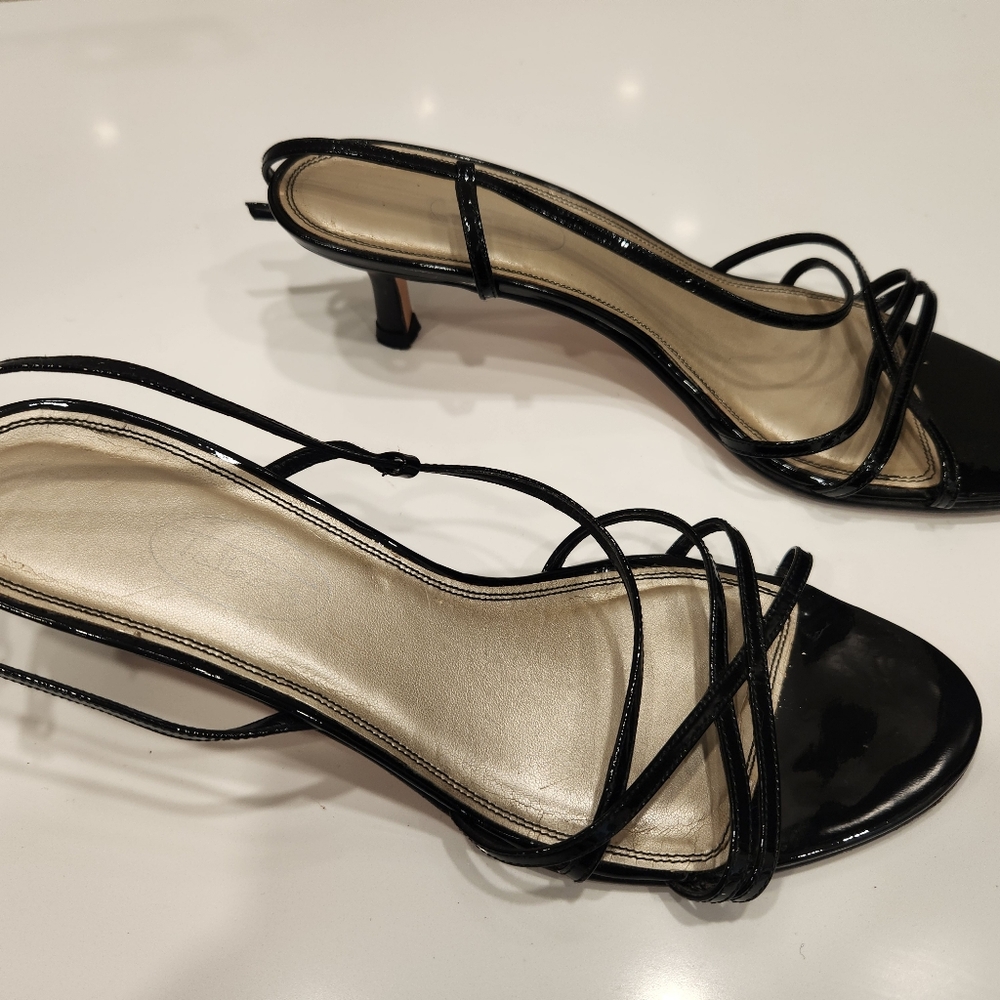 Talbots sexy, strappy, open toe, slingback, leather sandals, 9M, black
